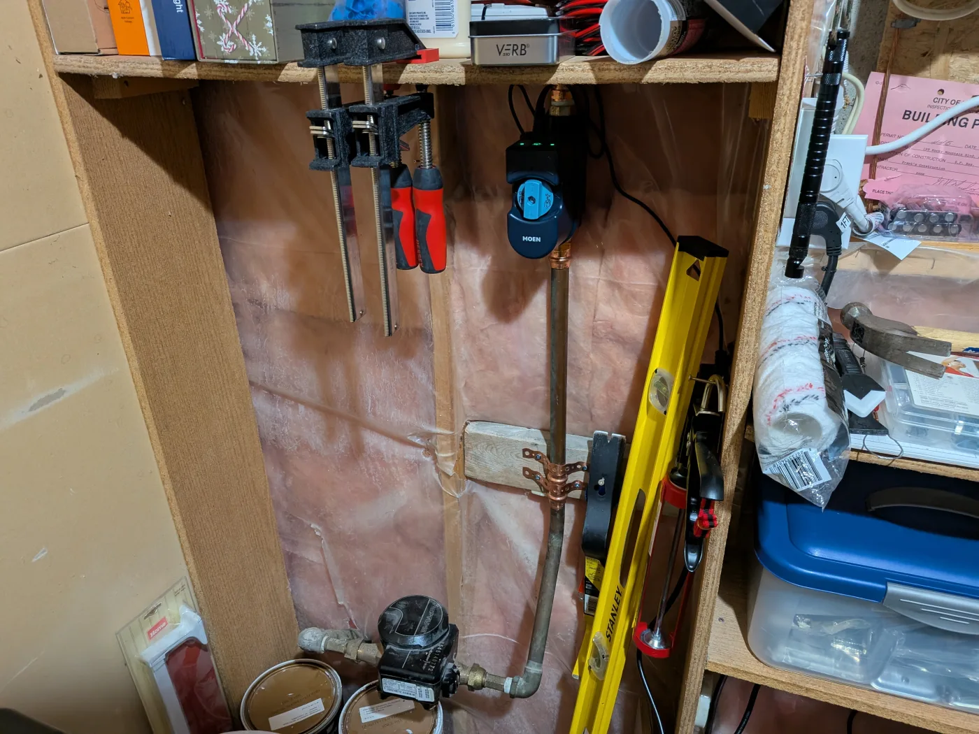 Smart water shutoff valve installed on a home's main water line