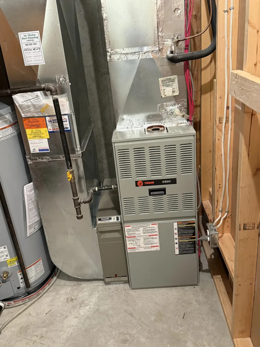 Older Trane XB80 furnace before replacement